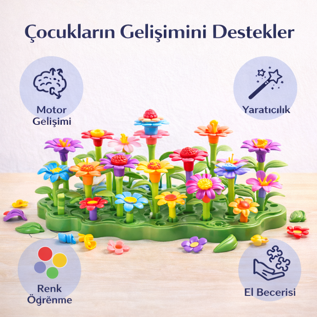Minyoo™ Montessori Çiçek Bahçesi Yapım Oyuncağı